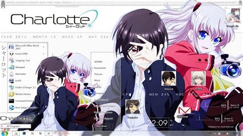 Anime Skin: Theme Windows 7 Charlotte シャーロットBy Bashkara | Anime, Anime style, Windows