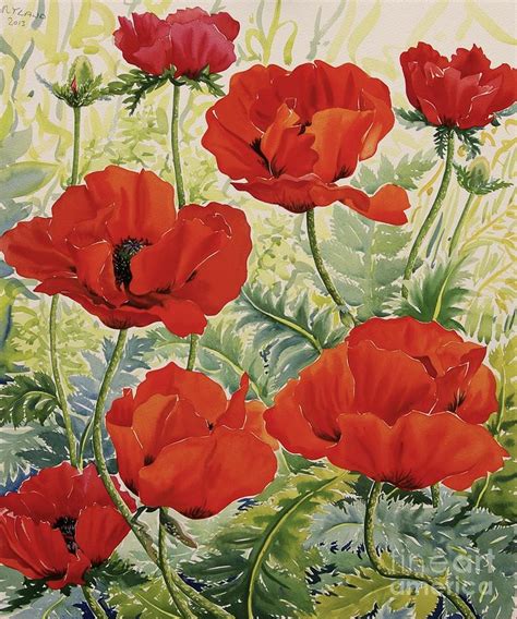 Large Red Poppies Painting by Christopher Ryland