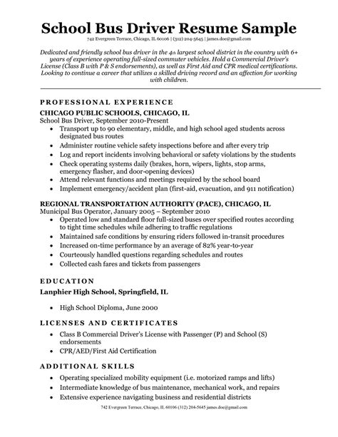 School Bus Driver Resume Sample & Writing Tips | RC