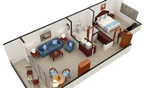 3D FLOOR PLAN FOR HOTEL ROOM - SAN DIEGO, CALIFORNIA - 3D Visualization Studio