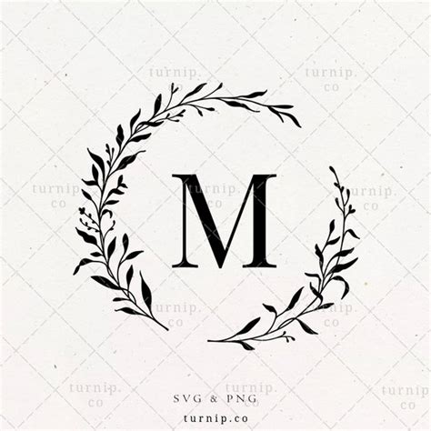 Letter M Monogram Wreath SVG & PNG Clipart Sublimation Graphic - Etsy