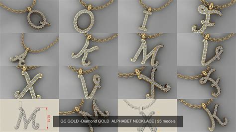 GC GOLD -Diamond GOLD ALPHABET NECKLACE 3D Model Collection | CGTrader