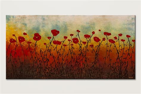 Red Flower Field Abstract Painting Of Flowers Id80