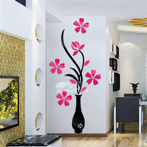 Flower Wall Stickers Acrylic 3D Self Adhesive Home Decor Kitchen