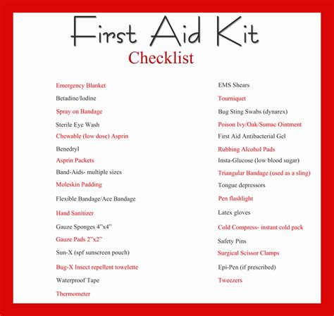 First Aid Kit and Printable Checklist - Yummi Haus