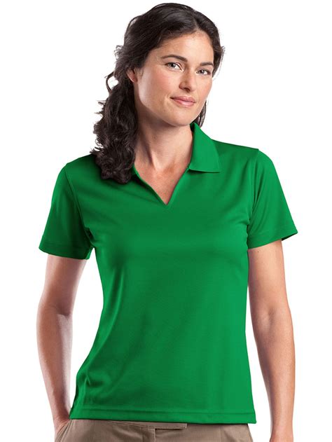 Sport-Tek - Sport-Tek Women's V Neck Lightweight Wick Moisture Polo Shirt_Kelly Green_Medium ...