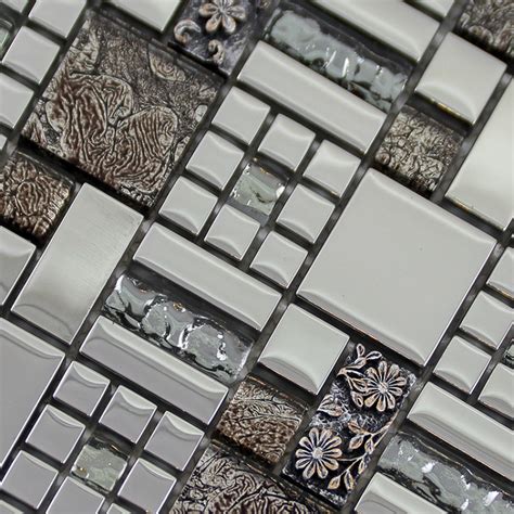 crystal glass mosaics tile mosaic kitchen backsplash wall designs GCBQ01 porcelain flower mosaic ...