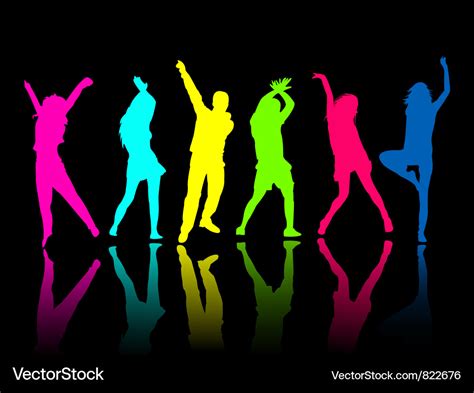 Silhouette people party dance Royalty Free Vector Image