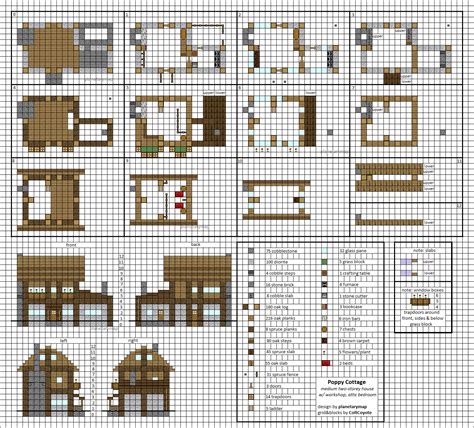 Poppy Cottage - Medium Minecraft House Blueprints by planetarymap.deviantart.com on @DeviantArt ...