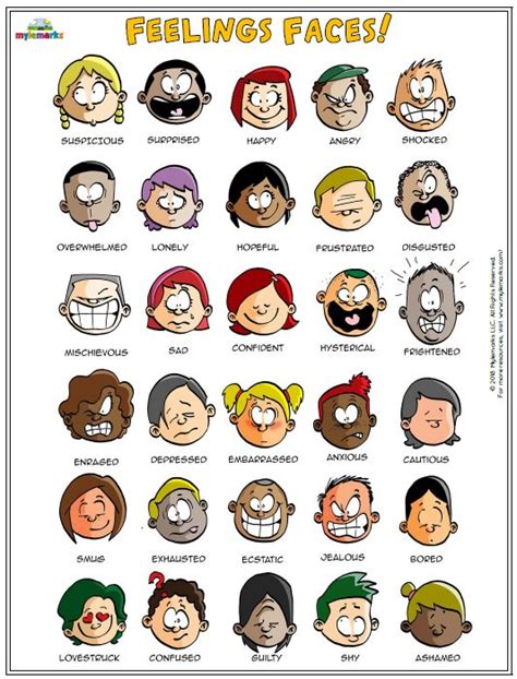 Cartoon Emotion Faces Printable - Printable Word Searches