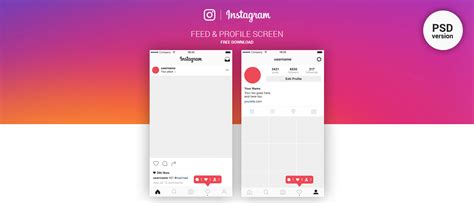 FREE | Instagram Feed & Profile Screen PSD UI – 2016 :: Behance