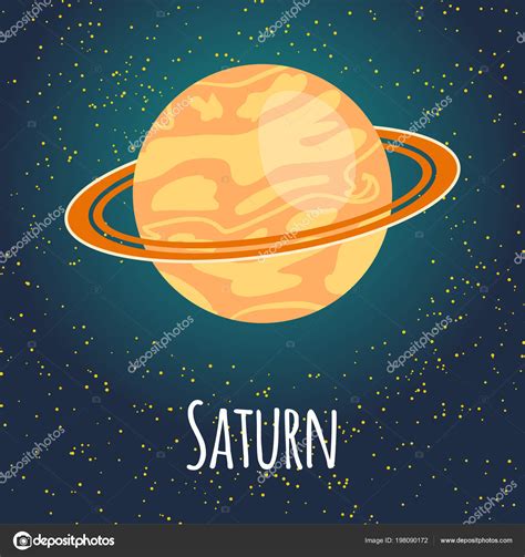 Vector Illustration Planet Saturn Flat Cartoon Style Poster Children Room Stock Illustration by ...