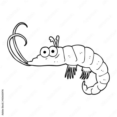 black and white cartoon shrimp Stock Vector | Adobe Stock