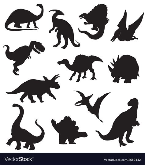 Dinosaur silhouettes collection Royalty Free Vector Image