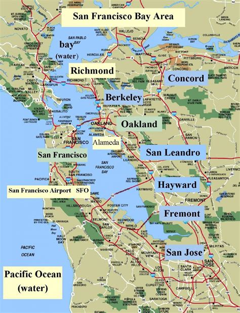 Map of San Francisco bay area cities - Map of San Francisco area california (California - USA)