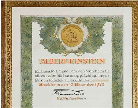 Images of Albert Einstein’s 1921 Nobel Prize medal and certificate – 1X57