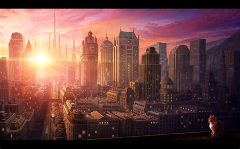 Landscape view of city during sunrise HD wallpaper | Wallpaper Flare