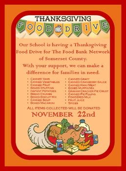 Thanksgiving Food Drive Flyer by Lisa Liguori | Teachers Pay Teachers