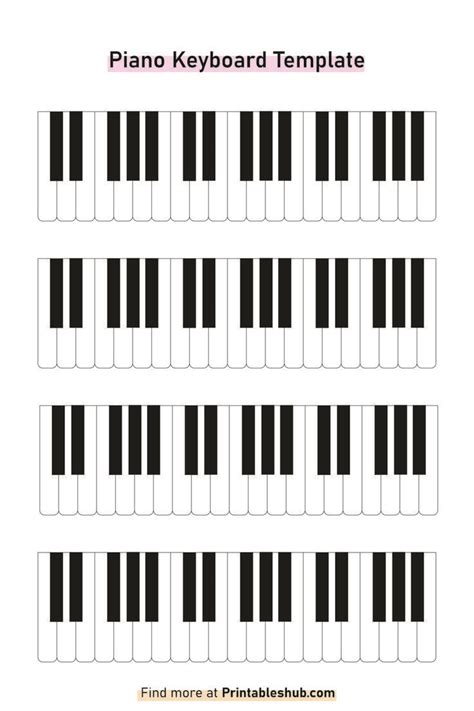 Free Printable Blank Piano Keyboard Template [PDF Included] | Piano, Piano scales chart, Keyboard