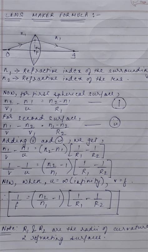 Simple Lens Maker Formula Questions Physics Formulas For Class 12 State Board