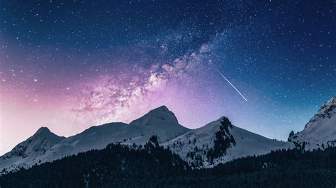 Night Sky, Stars, Comet, Mountains, 4K, 3840x2160, #35 Wallpaper PC Desktop