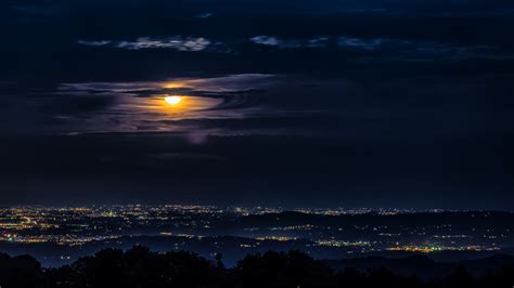 4K Moon Clouds Night City View Wallpaper, HD Nature 4K Wallpapers, Images and Background ...