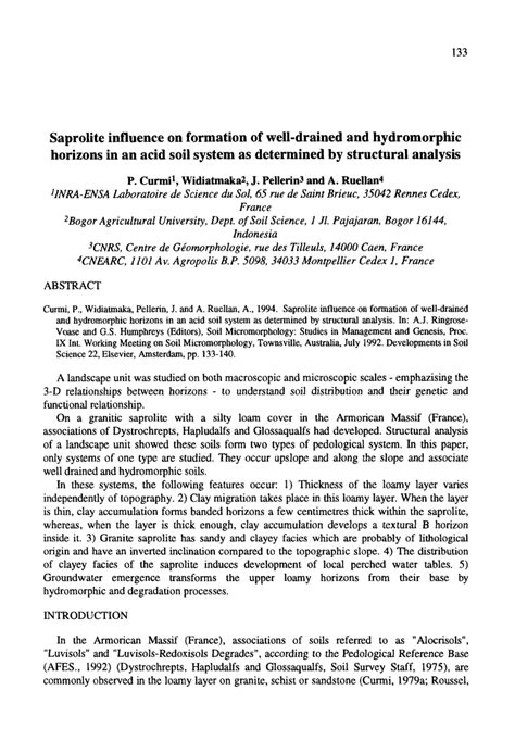 (PDF) Saprolite influence on formation of well-drained and hydromorphic horizons in an acid soil ...