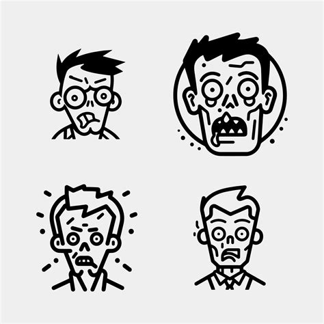 set of Vector illustration of cartoon zombie face 24661031 Vector Art at Vecteezy