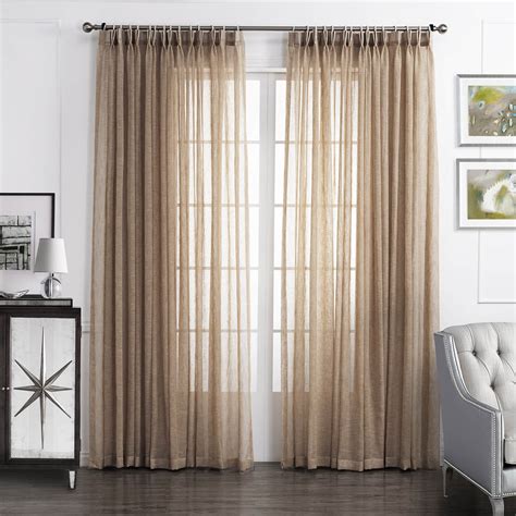 Tan Beige Linen Sheer Curtains for Living Room 2 Panels – Anady Top