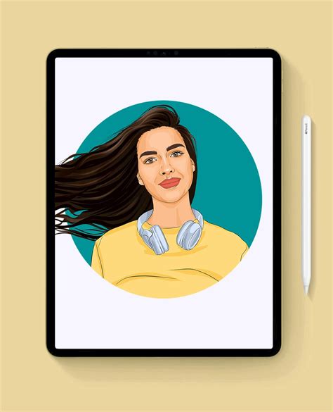 How to make flat illustration portrait cartoon yourself tutorial based on a photo in procreate ...