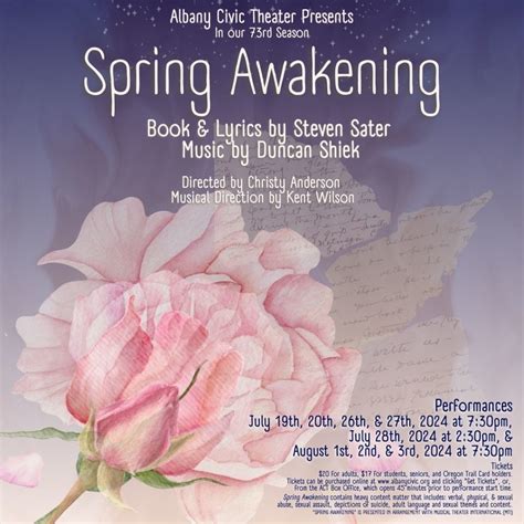 Spring Awakening: Jul. 19 - Aug. 3, 2024 - Albany Civic Theater - Albany, OR