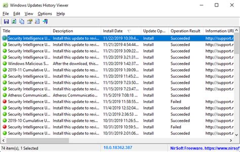 View Windows 10 update history on local and remote computer