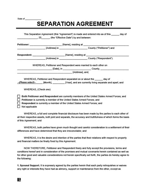 Separation Agreement Form | Create a Free Separation Agreement