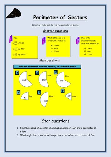 Perimeter of Sector worksheet | Teaching Resources