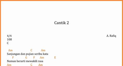 Chord Lagu Cantik 2 - A. Rafiq - SEKITAR MUSIK