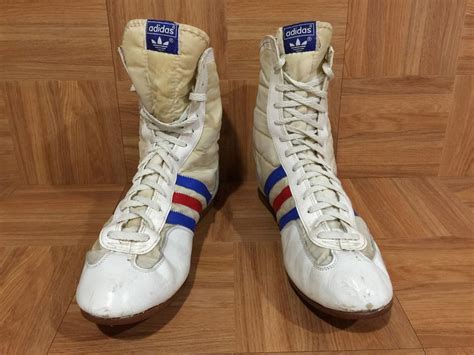 Vintage Adidas Boxing Boots Red White Blue Leather S 10 Knockout Muhammad Ali | #1937370187