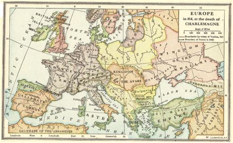 Map of Europe in 814 at the Death of Charlemagne | Student Handouts