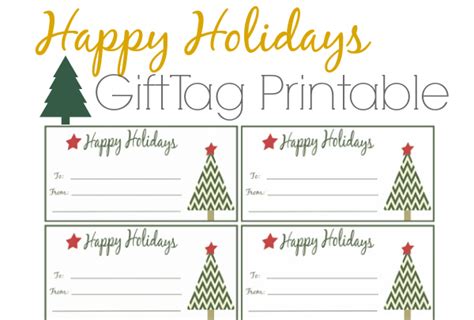 Happy Holidays Gift Tags Free Printable