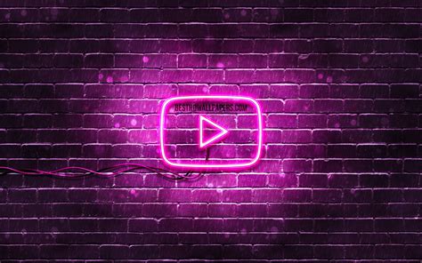 Download wallpapers Youtube purple logo, 4k, purple brickwall, Youtube logo, brands, Youtube ...