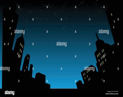 Graphic Style Cartoon Night City Skyline Background Stock Vector Image & Art - Alamy