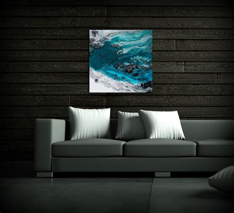 Blue Painting Square Fine Art Prints Abstract Painting Black - Etsy