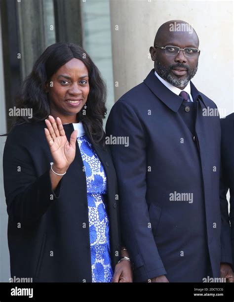 Liberian President George Weah and his wife Clar before a lunch at the Elysee Palace in Paris ...