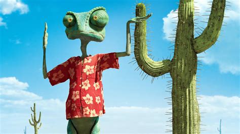 Desktop Wallpaper Rango Animated Movie, Chameleon Lizard, Cactus, Hd Image, Picture, Background ...