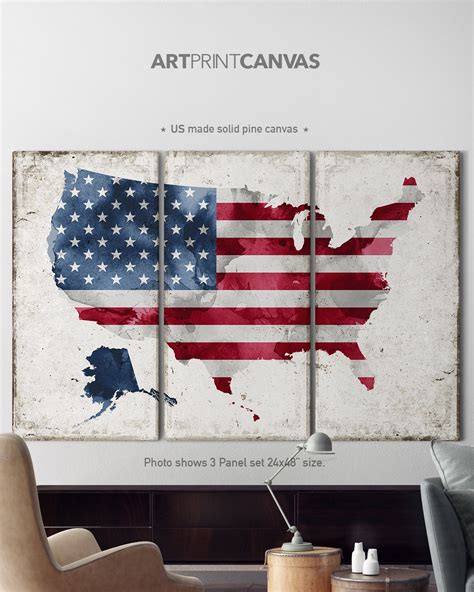 United States Map Canvas Print 3 Panel Canvas Wall Art USA - Etsy