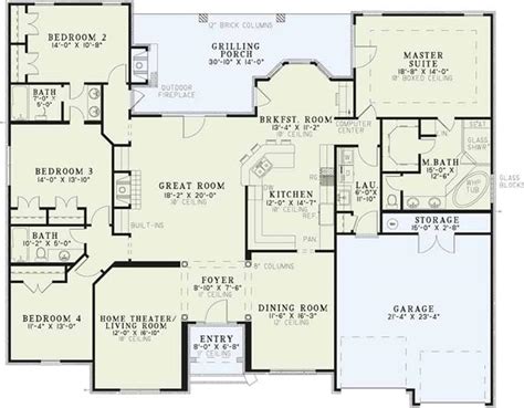 4 Bedroom Bath 1 Story House Plans - House Design Ideas