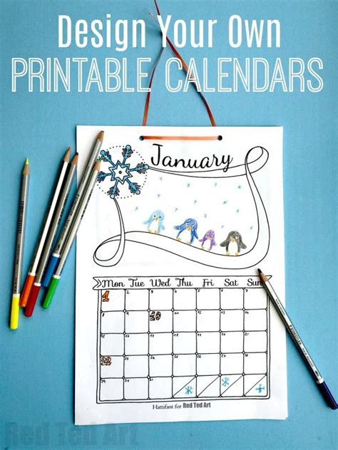 Free Cute Printable Calendar 2023 - Red Ted Art | Diy calendar template, Diy calendar, Kids calendar