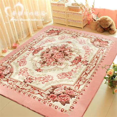 WINLIFE Romantic Pink Rose Rug For Living Room,Elegant American Country Style Carpet Bedroom ...