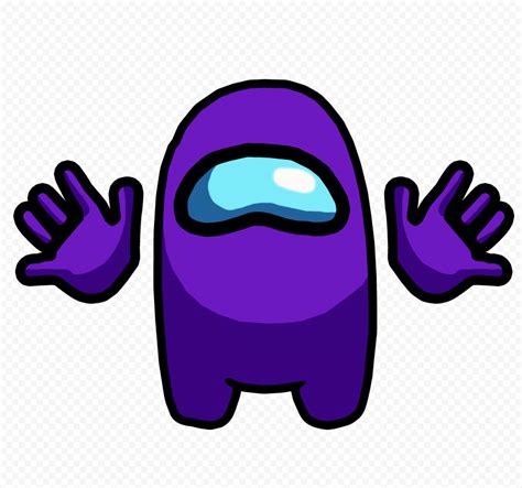 HD Purple Among Us Crewmate Character Front View With Hands PNG | Citypng