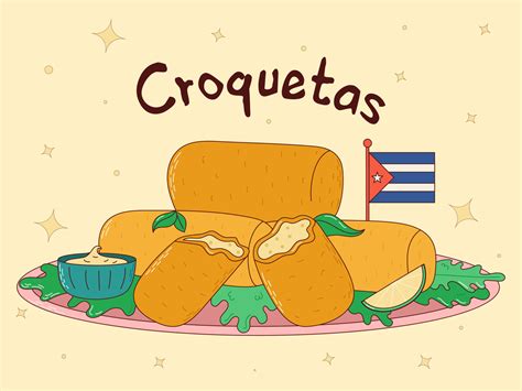 Cuban food. Croquetas. Traditional Cuban dish. Vector illustration 15084006 Vector Art at Vecteezy