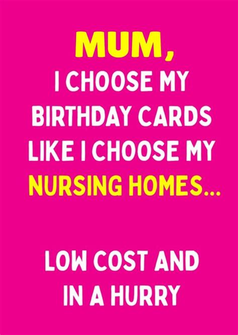 Funny Typographic Mum Nursing Home Birthday Card | Moonpig